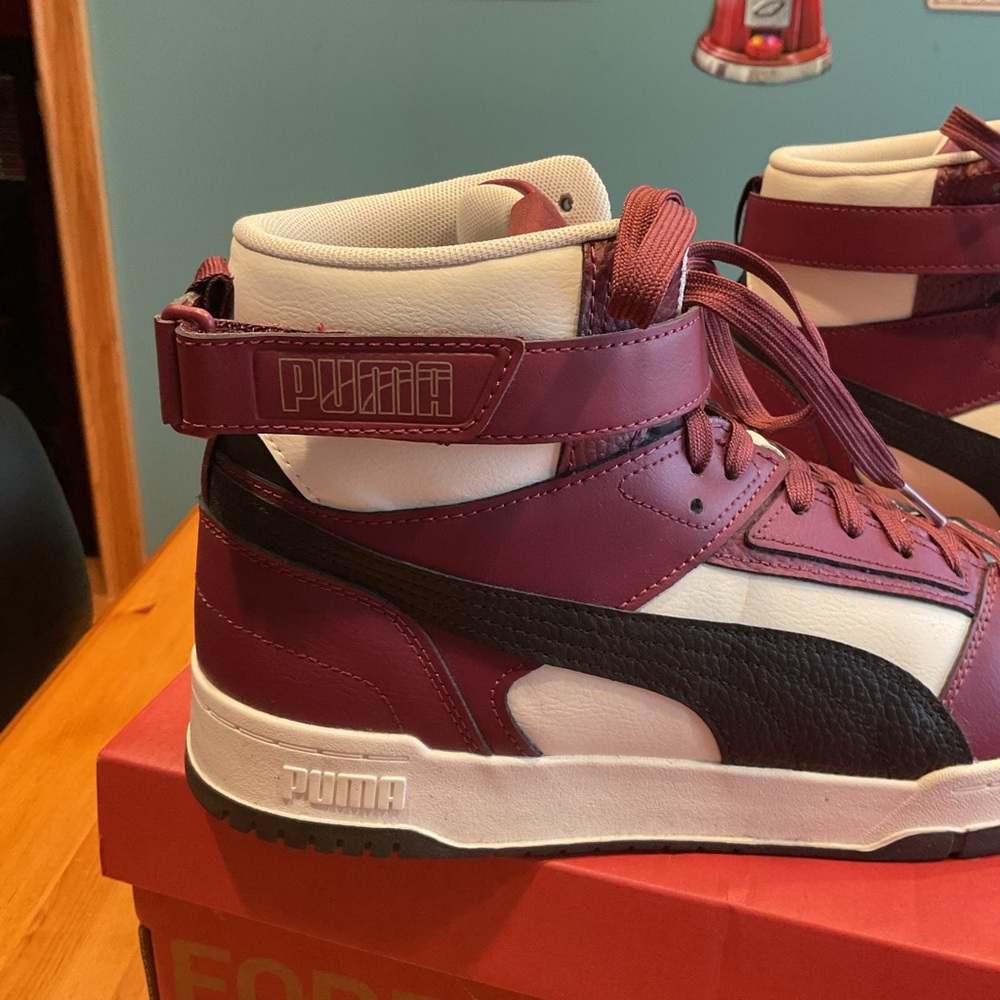 MEN’S PUMA BASKETBALL HIGH TOP SNEAKERS SZ 12 RBD GAME MAROON PURPLE BLACK WHITE - Picture 6 of 11
